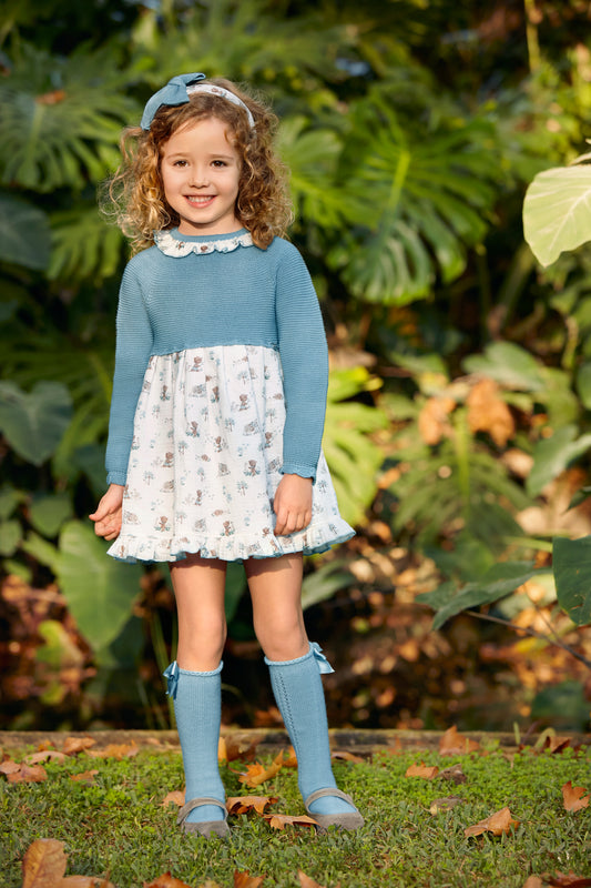 AW25 JULIANA Trazos Girls Blue Dress - 25649