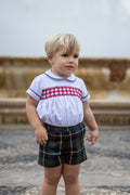 NAXOS Toledo Baby Boys Navy Tartan Smocked Short Set - 7214