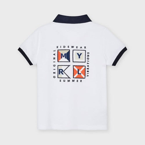 MAYORAL Boys White & Navy Polo Shirt - CLEARANCE SALE