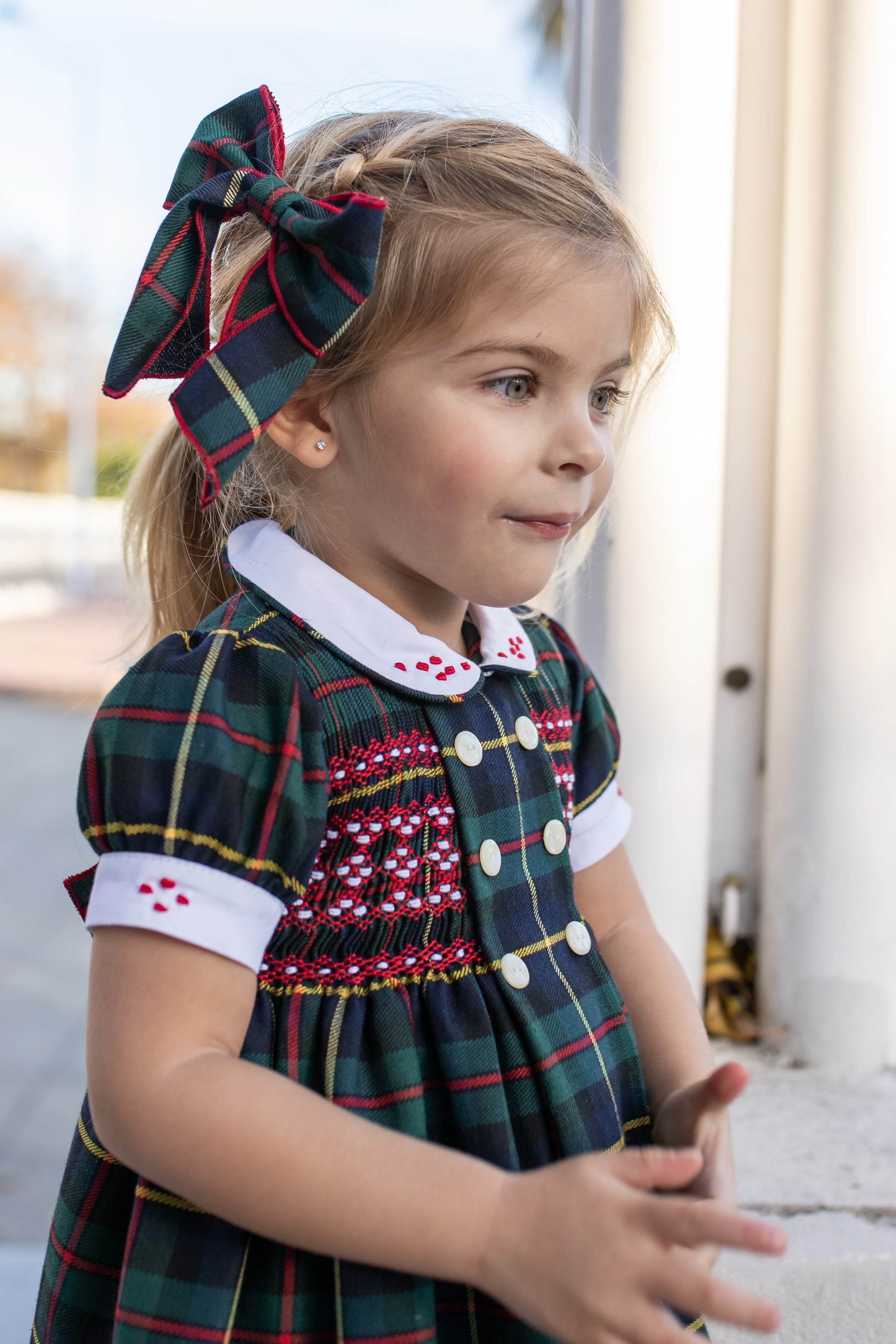 NAXOS Toledo Girls Navy Tartan Hair Bow