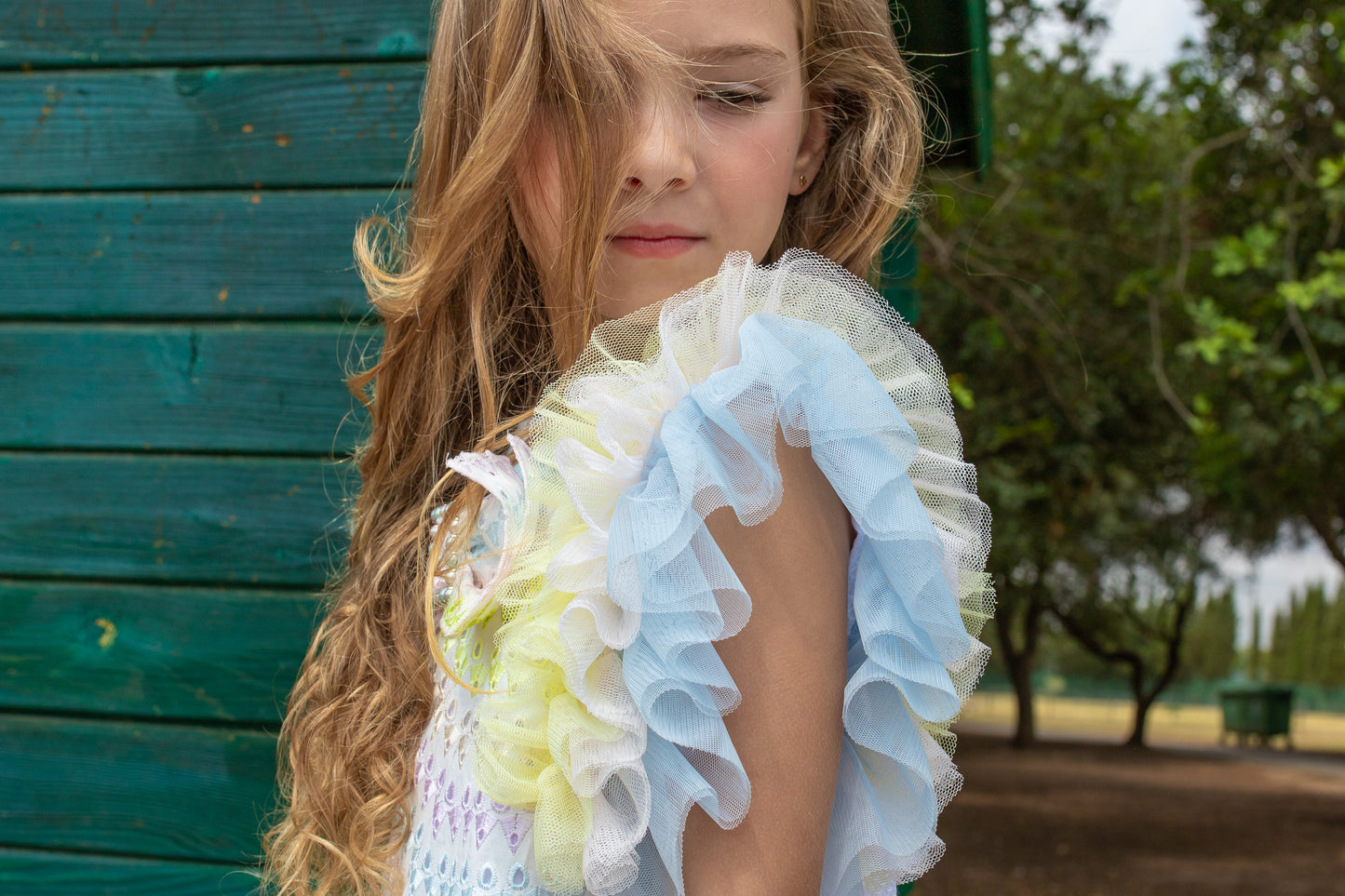 NAXOS Iris Pastel Tulle Girls A-Line Dress - 7339