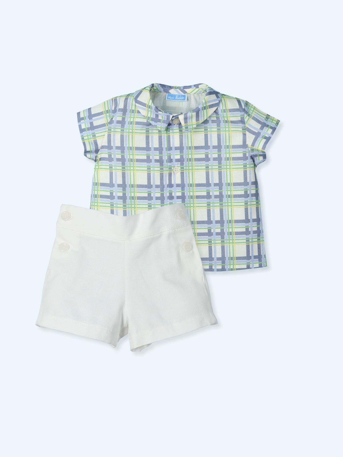 MAC ILUSION Chromatic Boys Blue Check Short Set - 9768