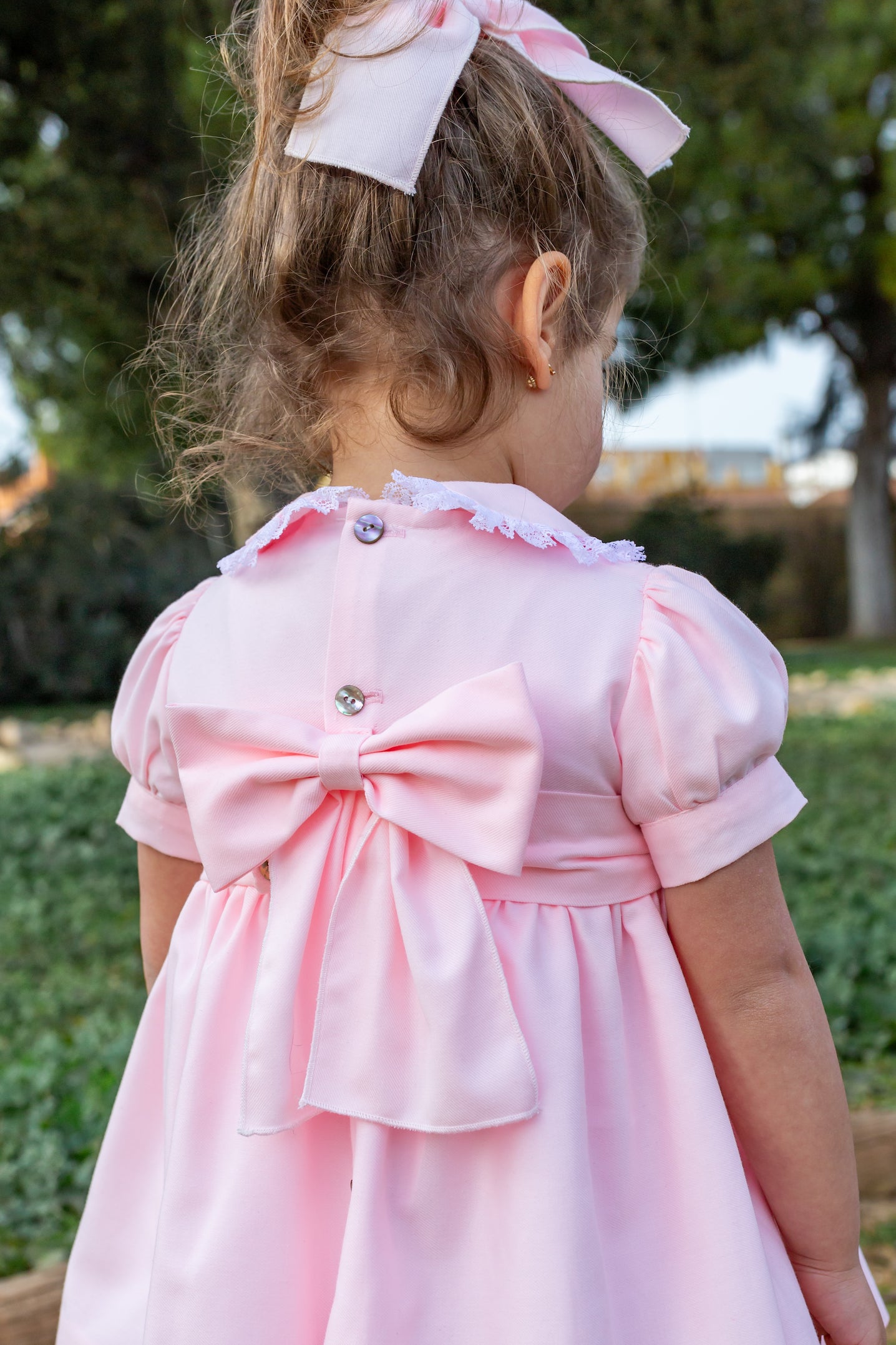 NAXOS Pink Girls Smocked Dress - 7425