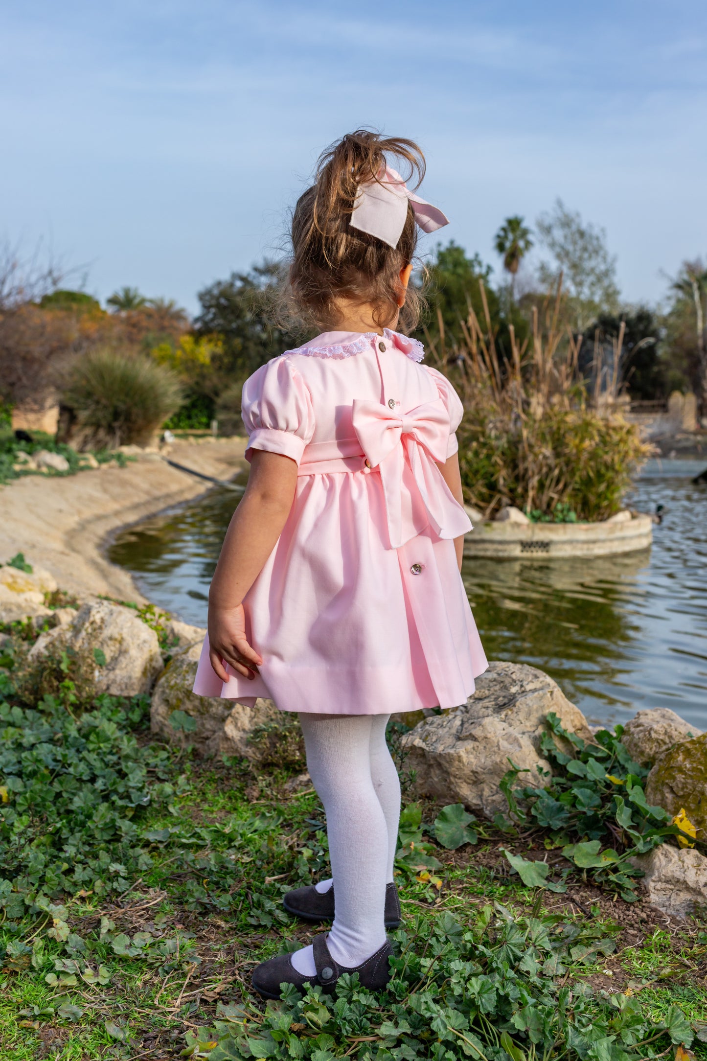 NAXOS Pink Girls Smocked Dress - 7425