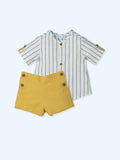 MAC ILUSION Radiant Boys Mustard & Blue Stripe Short Set - 9715