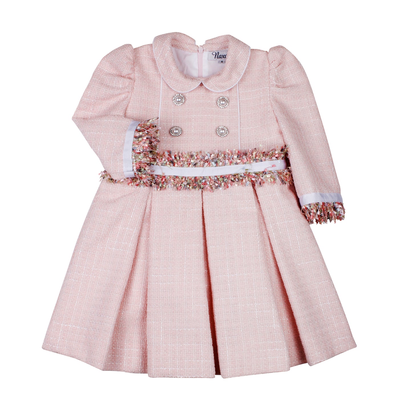 NAXOS Pink Tweed Girls Dress - 7438