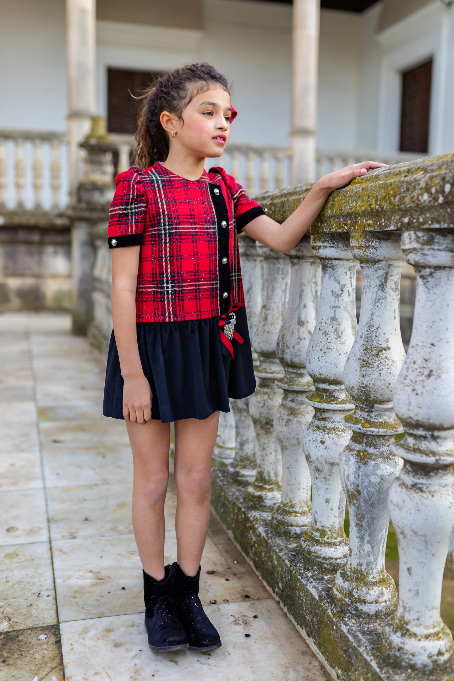 NAXOS Red Tartan Girls Dress - 7444