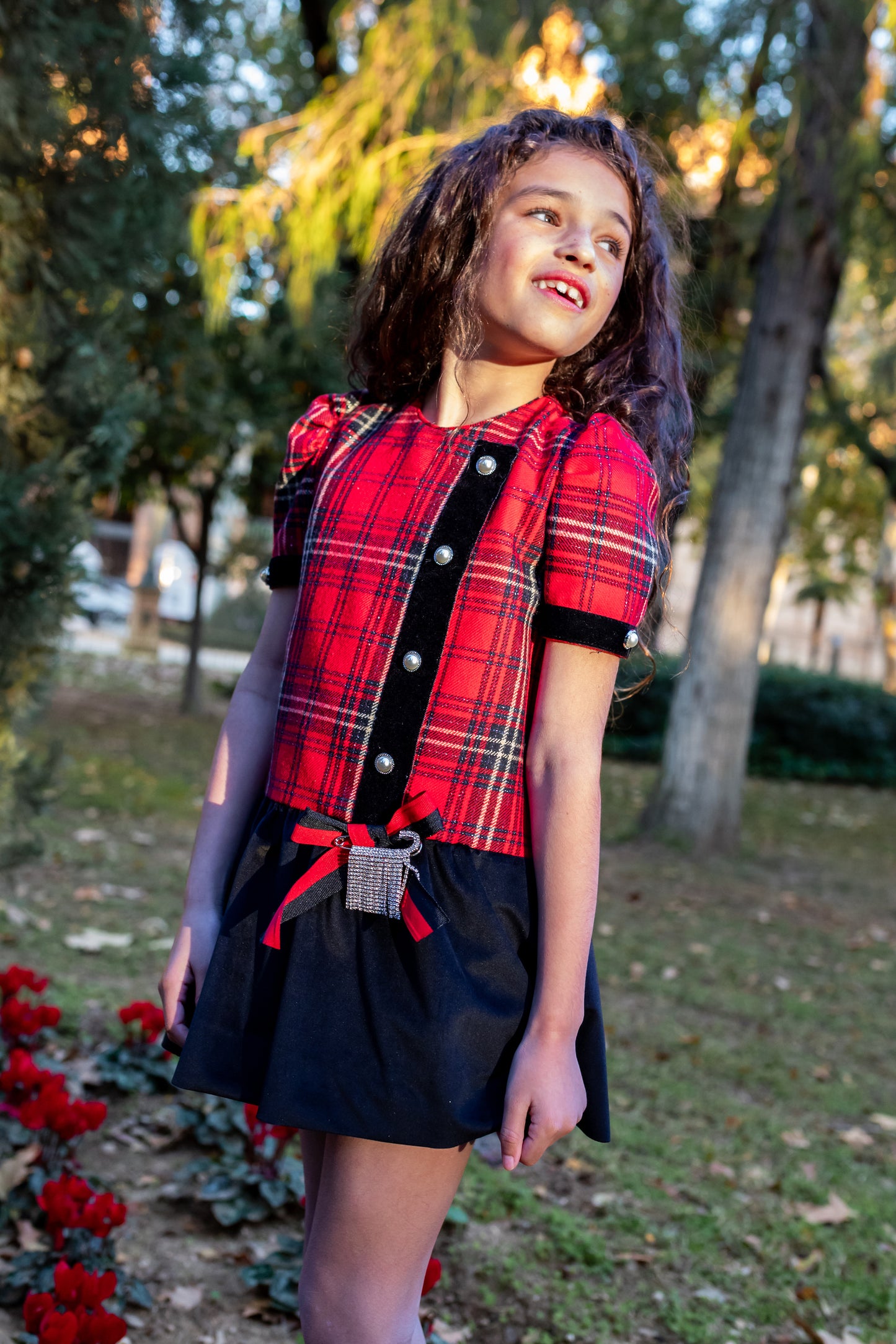 NAXOS Red Tartan Girls Dress - 7444