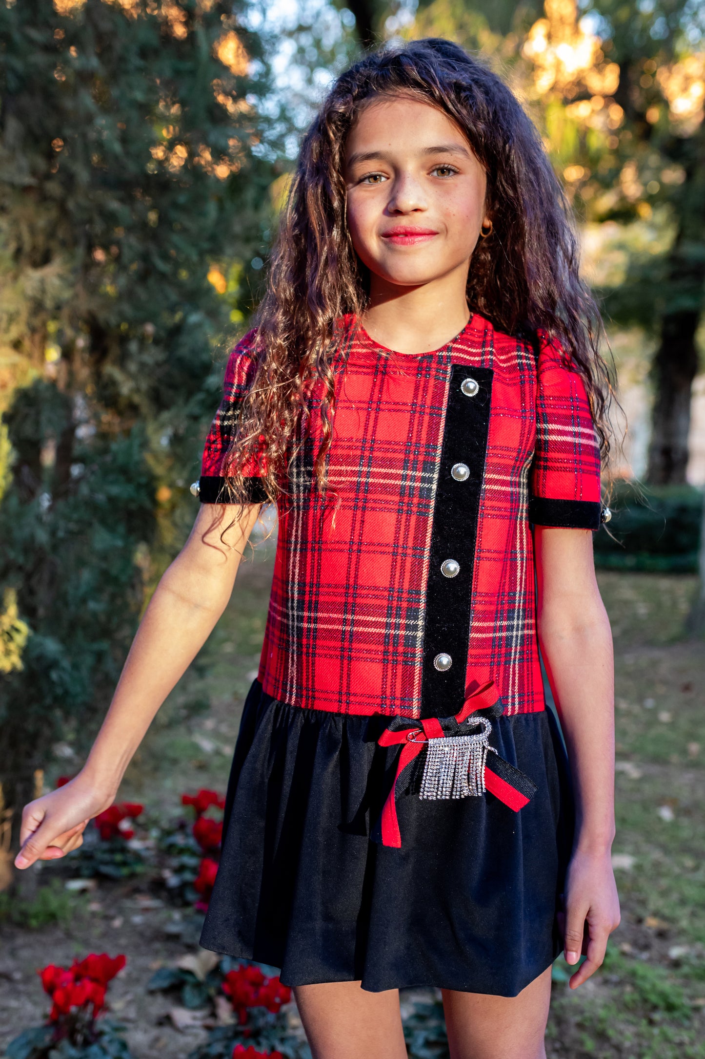 NAXOS Red Tartan Girls Dress - 7444