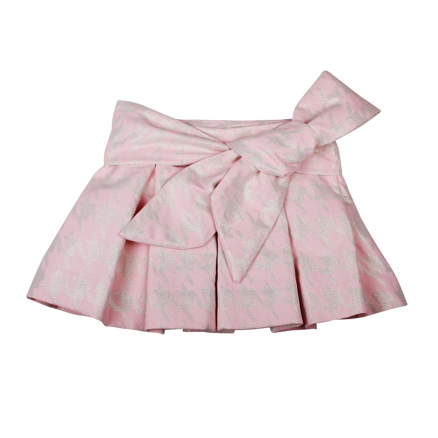 NAXOS Pink & Gold Houndstooth Girls Skirt Set - 7446