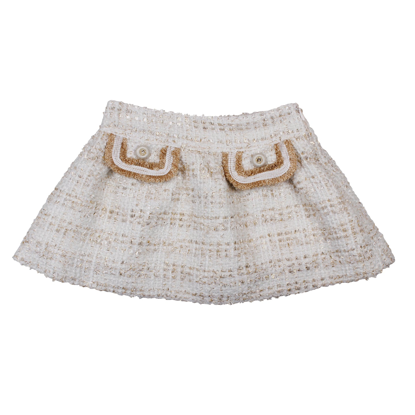 NAXOS Cream & Gold Tweed Girls Skirt Set - 7447