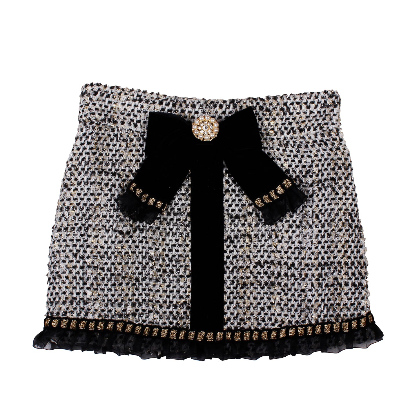 NAXOS Black Tweed Girls Skirt Set with Jacket - 7453