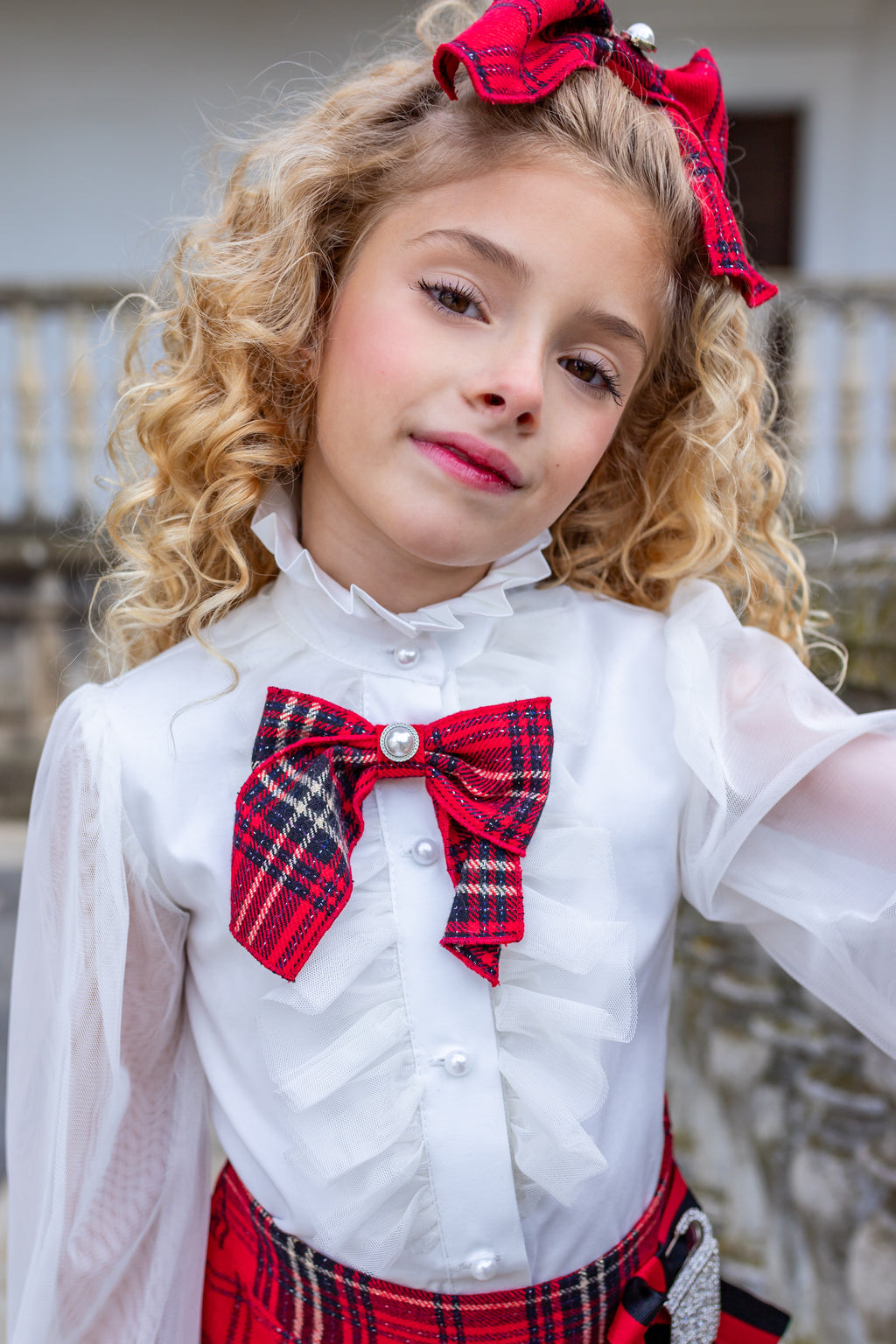 NAXOS AW24 Red Tartan Girls Skirt Set - 7452