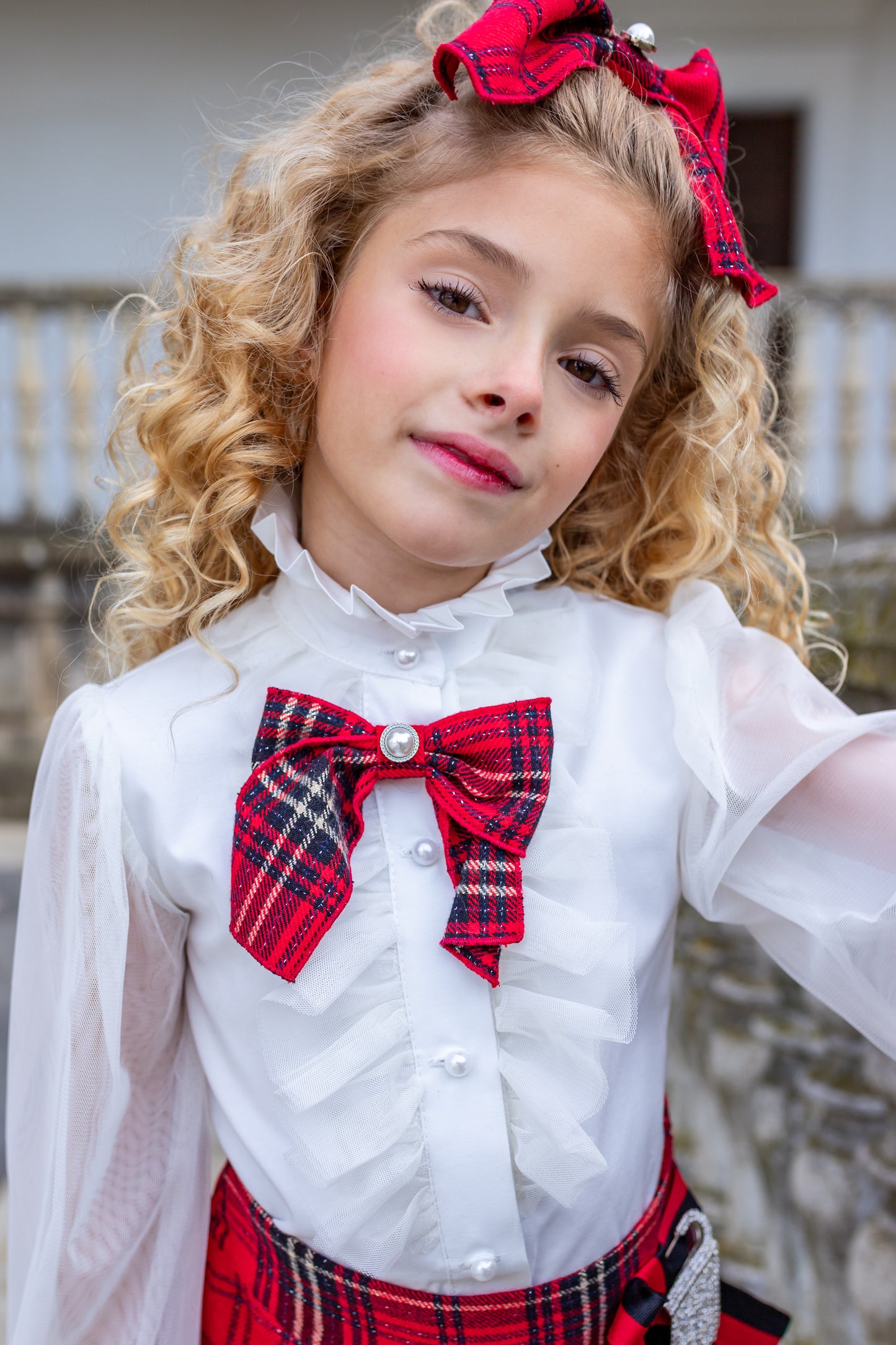 NAXOS Red Tartan Girls Skirt Set - 7452