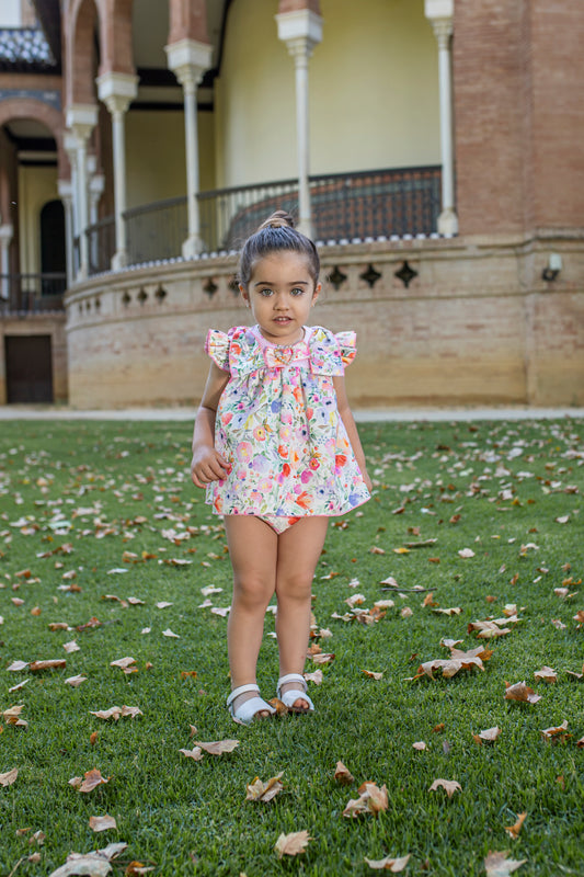 NAXOS SS25 Lila Girls Multicolour Floral Dress & Knickers - 7512