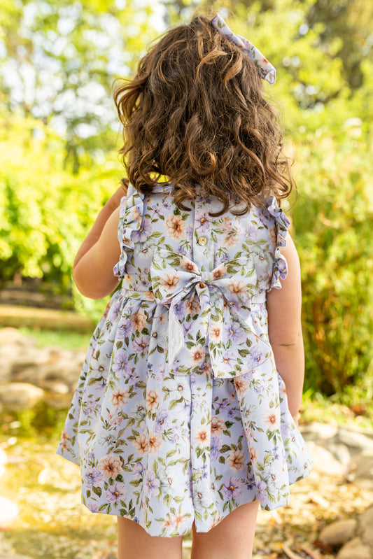 NAXOS SS25 Anemona Lilac Floral Girls Hand Smocked Dress - 7535
