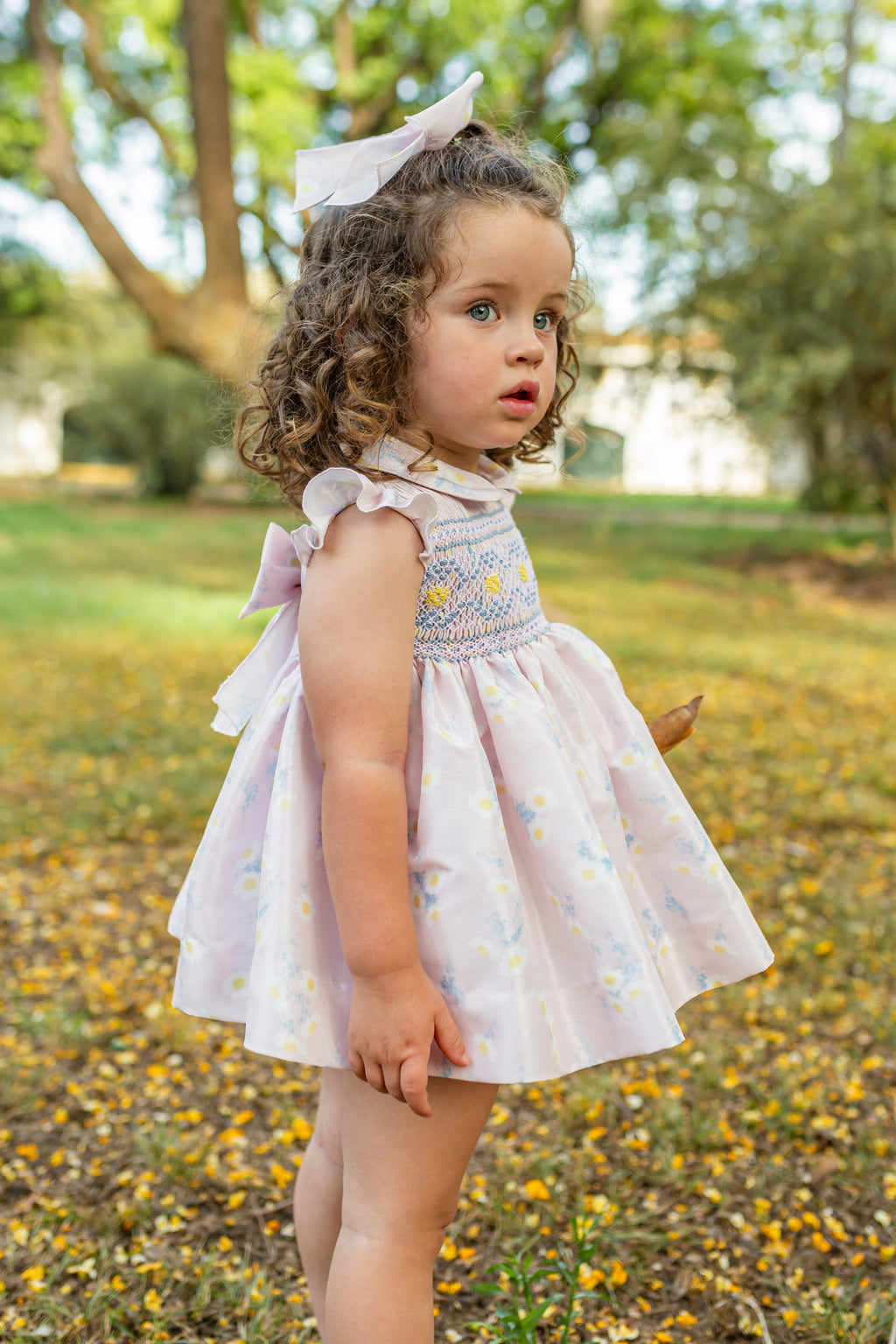 NAXOS SS25 Margarita Pink, Blue & Lemon Girls Hand Smocked Dress - 7534