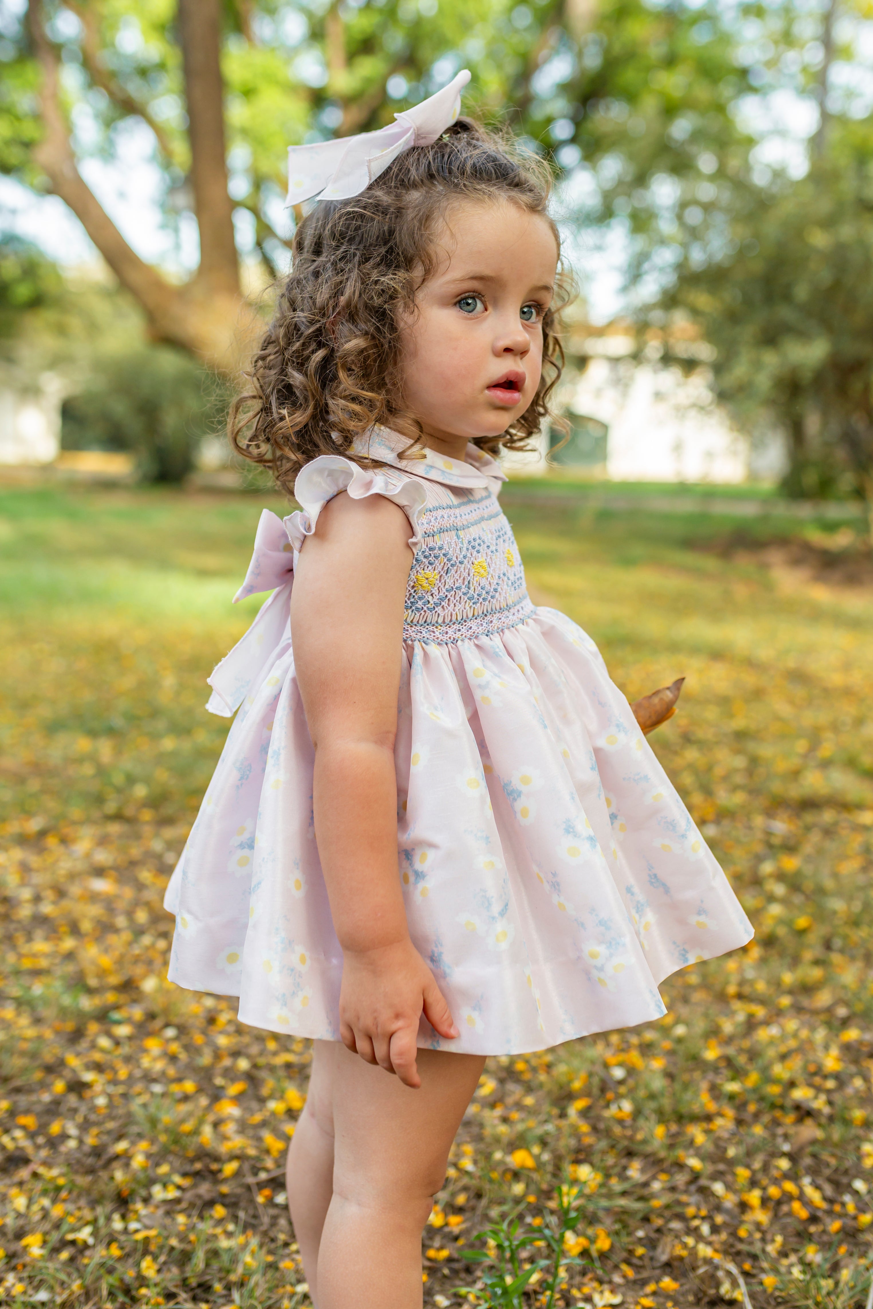 NAXOS SS25 Margarita Pink, Blue & Lemon Girls Hand Smocked Dress - 7534
