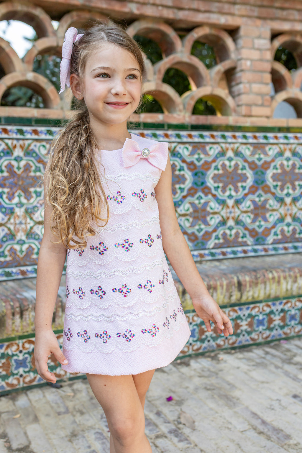 NAXOS SS25 Rosado Girls Pink Sequin A-Line Dress - CLEARANCE SALE