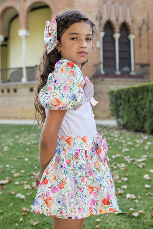 NAXOS SS25 Lila Girls Multicolour Floral Skirt Set - 7553