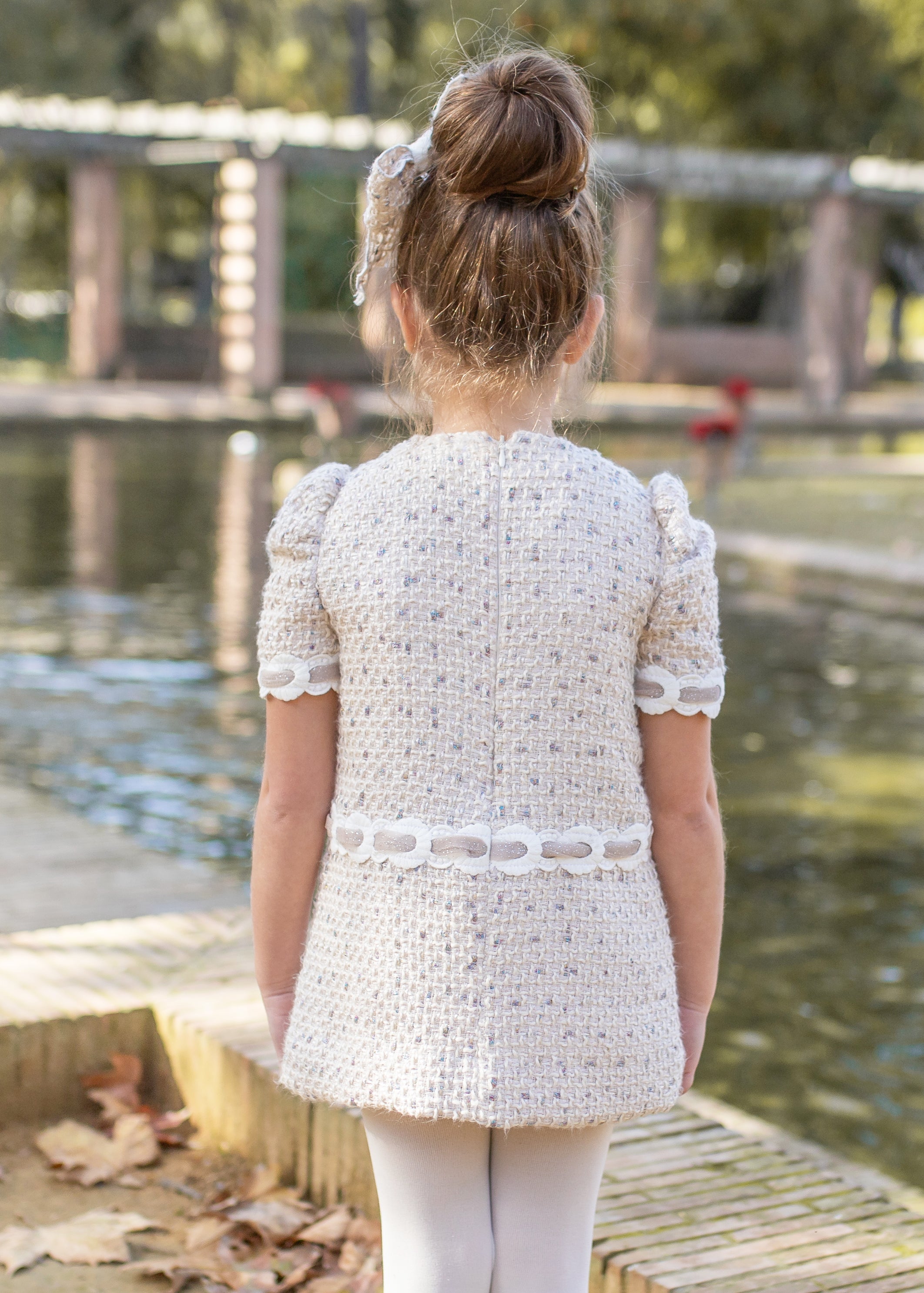 AW25 NAXOS Camel Tweed Girls A-Line Dress - 7632