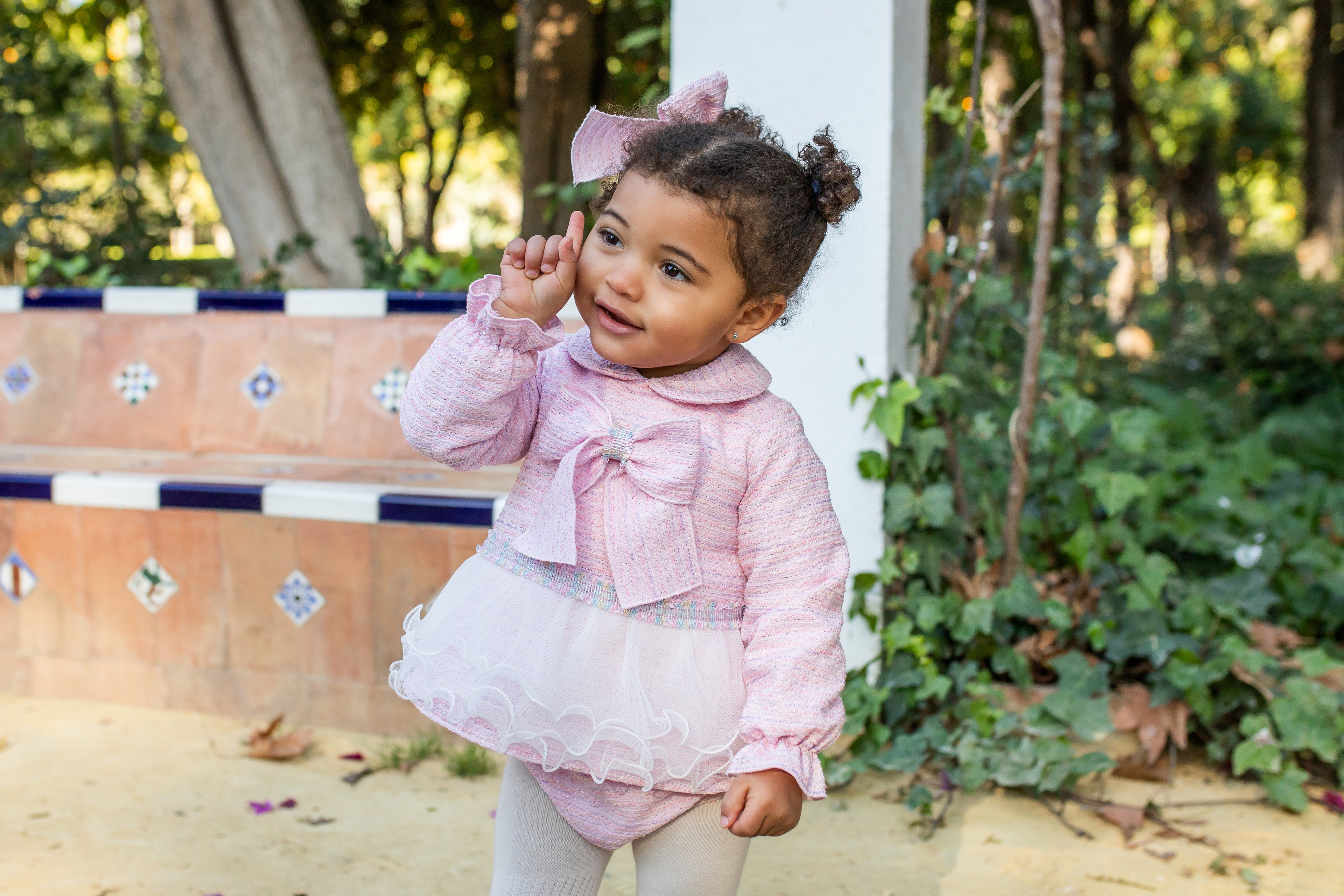 AW25 NAXOS Pink Tweed Girls Dress & Knickers - 7611