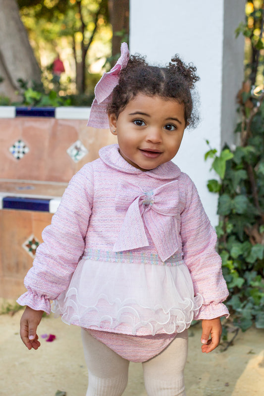 PRE ORDER AW25 NAXOS Pink Tweed Girls Dress & Knickers - 7611