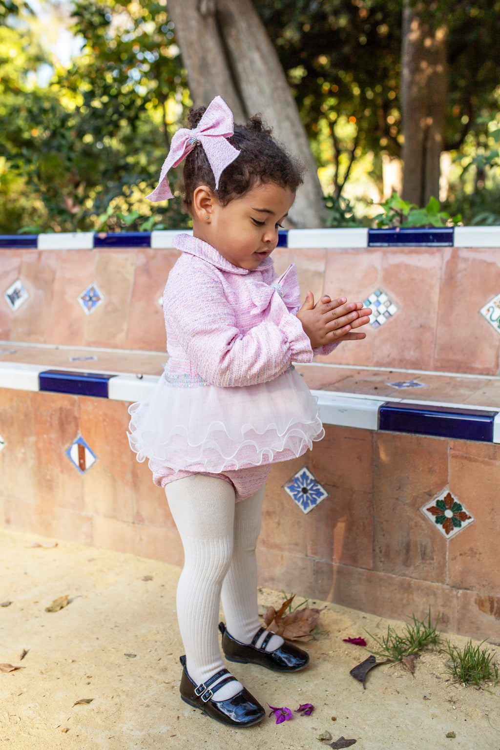 AW25 NAXOS Pink Tweed Girls Dress & Knickers - 7611