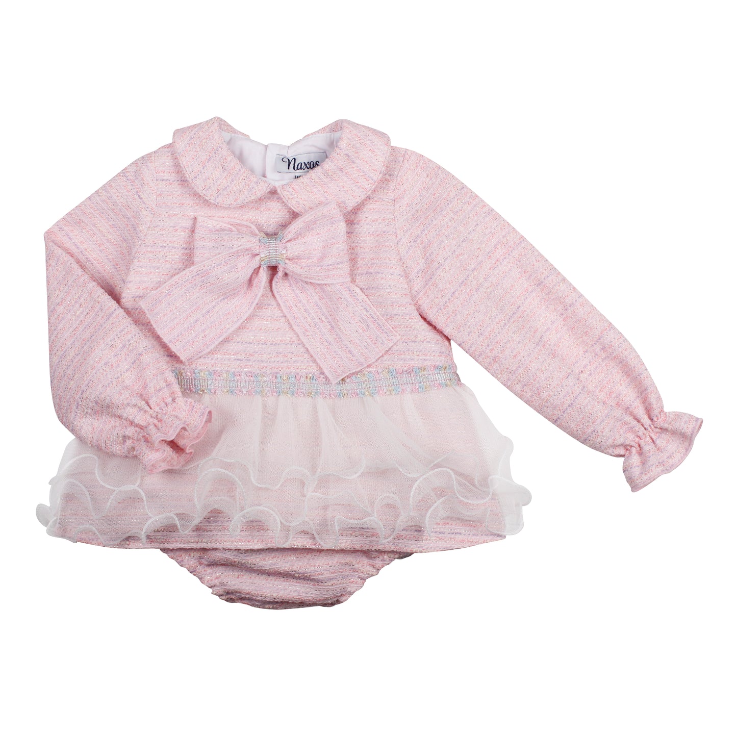 PRE ORDER AW25 NAXOS Pink Tweed Girls Dress & Knickers - 7611