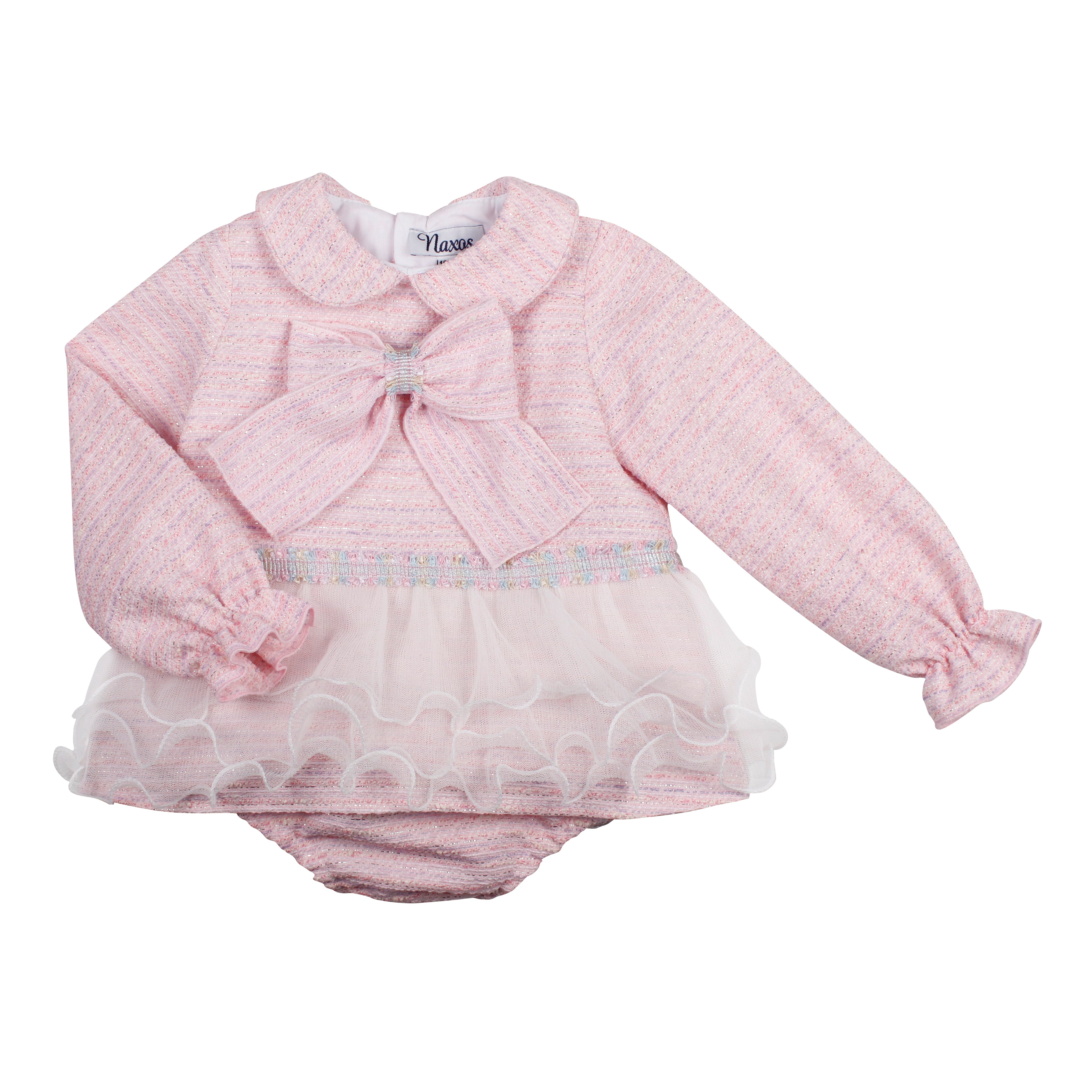 AW25 NAXOS Pink Tweed Girls Dress & Knickers - 7611