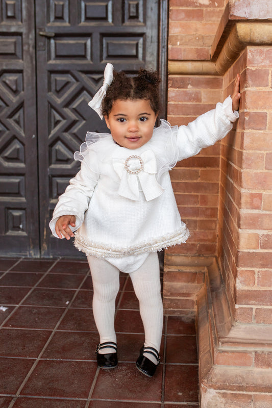 AW25 NAXOS Cream & Gold Sequin Girls Dress & Knickers - 7612