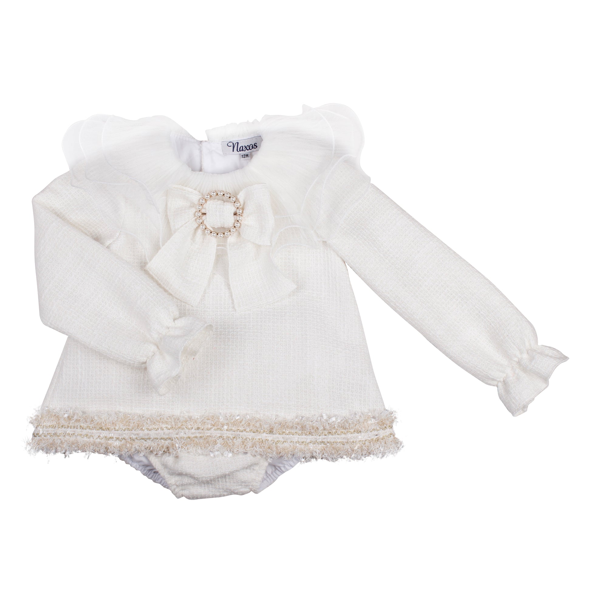 AW25 NAXOS Cream & Gold Sequin Girls Dress & Knickers - 7612