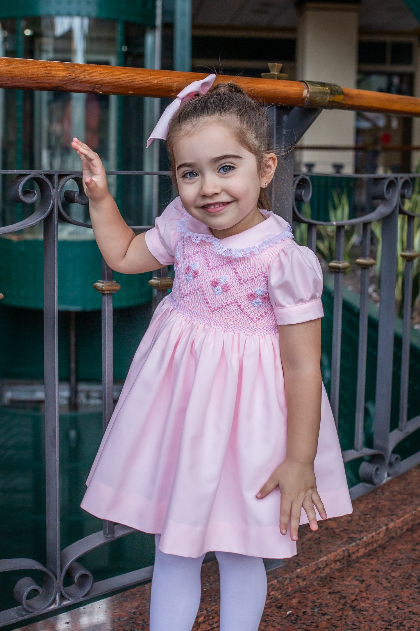 PRE ORDER AW25 NAXOS Pink Girls Hand Smocked Dress - 7623