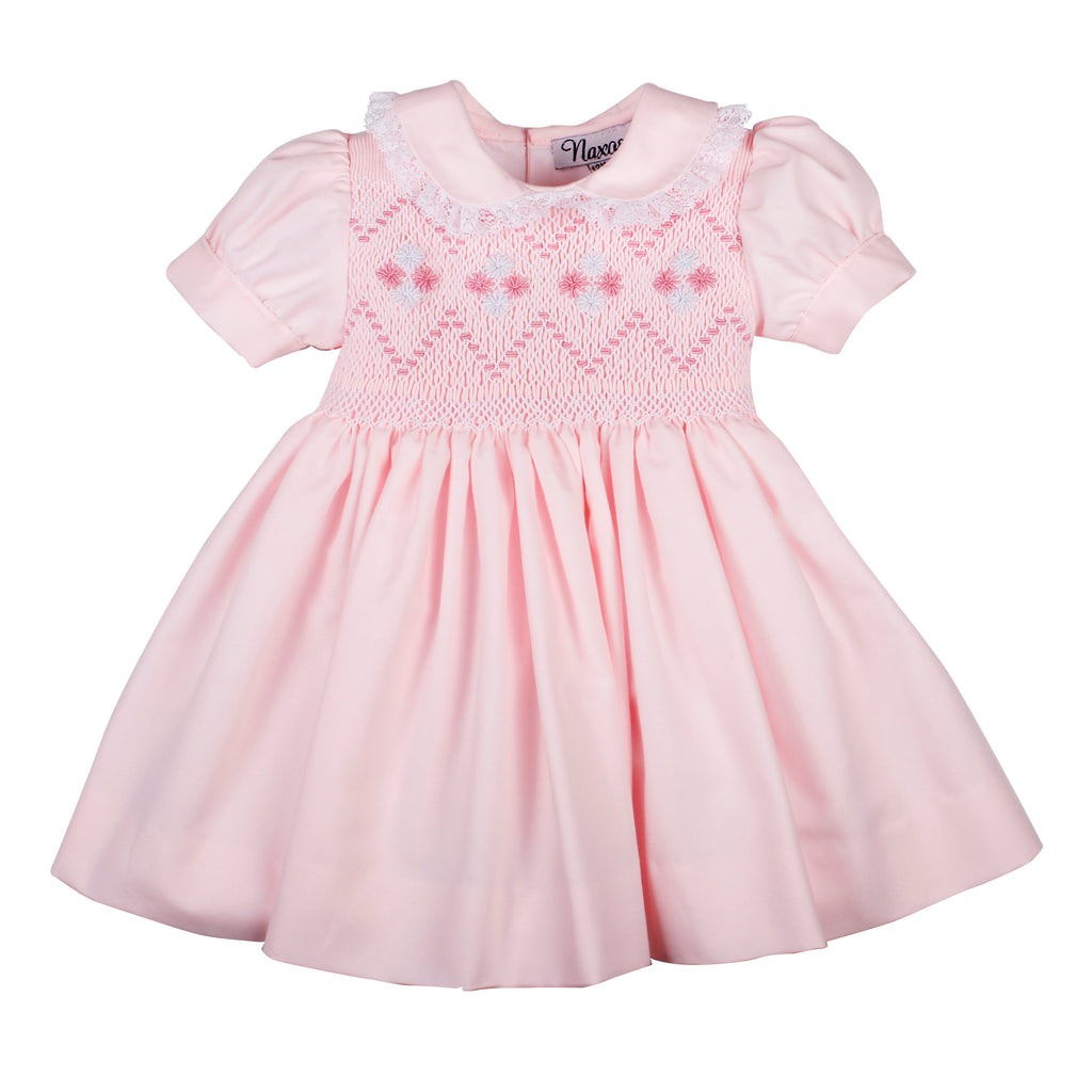 AW25 NAXOS Pink Girls Hand Smocked Dress - 7623