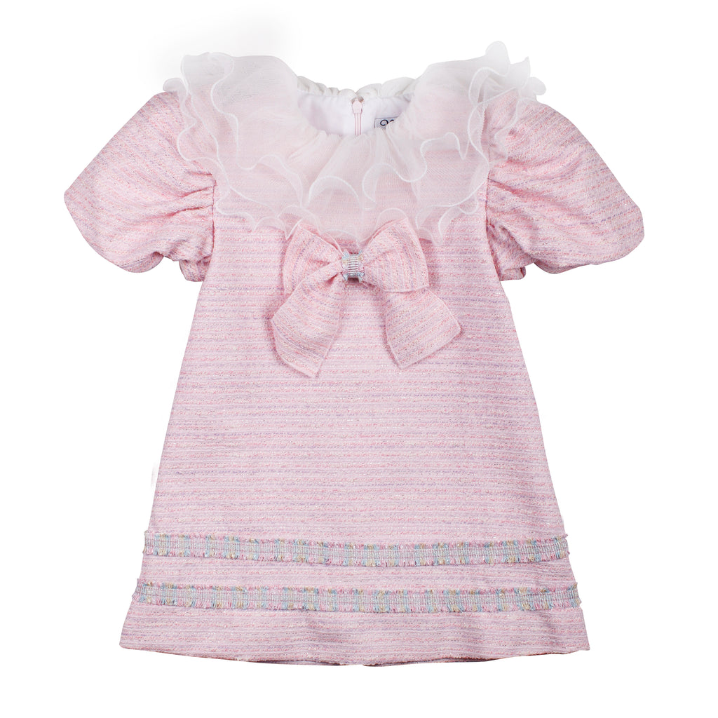 AW25 NAXOS Pink Tweed Girls A-Line Dress - 7630