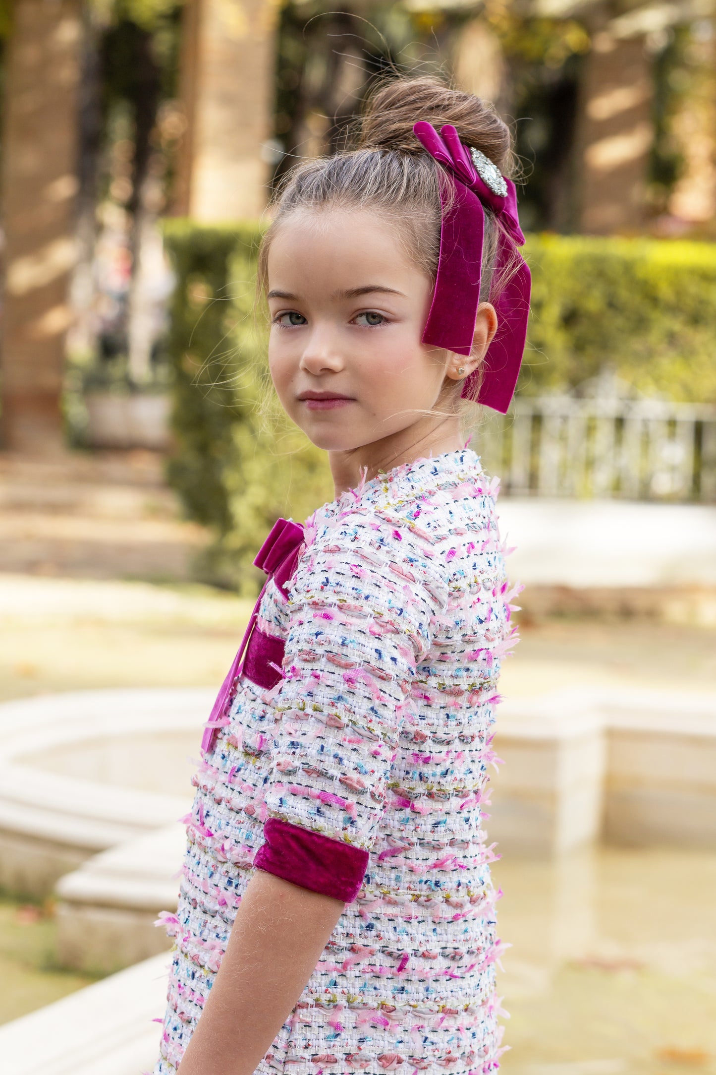 PRE ORDER AW25 NAXOS Purple Tweed Girls A-Line Dress - 7631