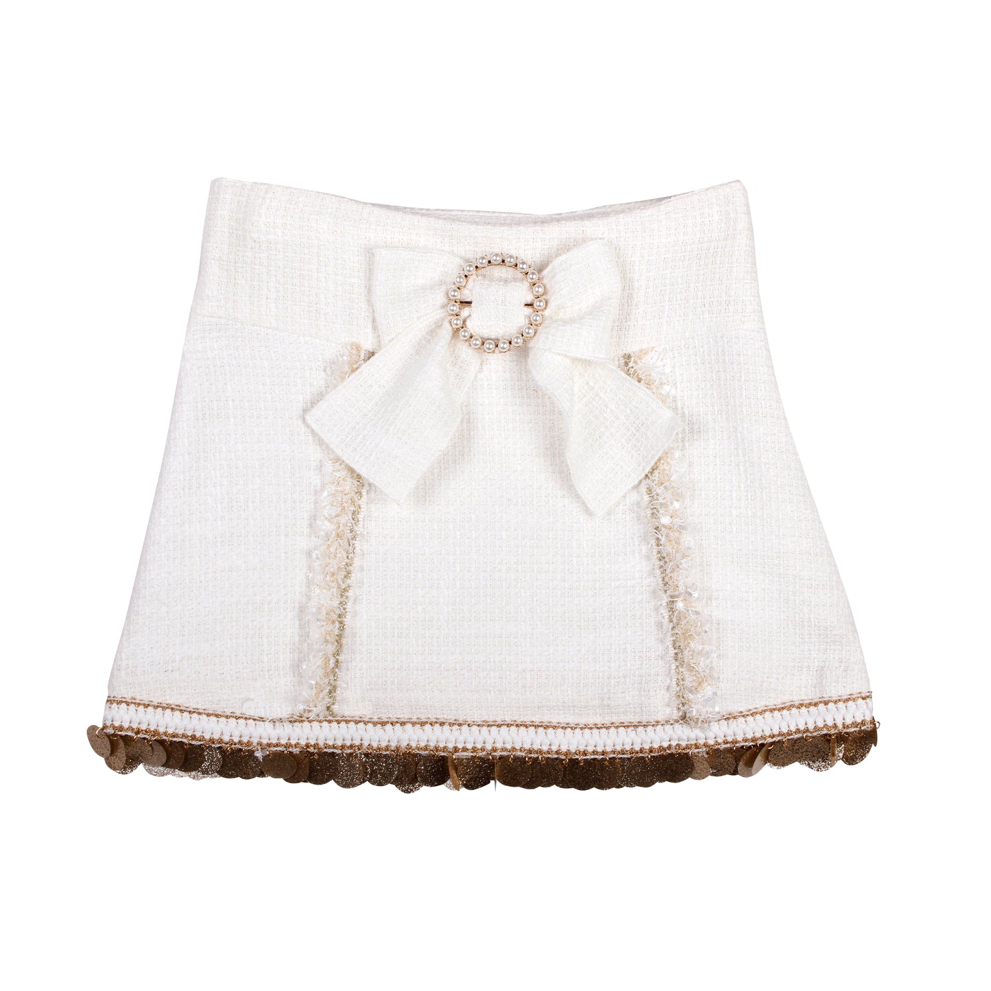 PRE ORDER AW25 NAXOS Cream & Gold Sequin Girls Skirt Set - 7657