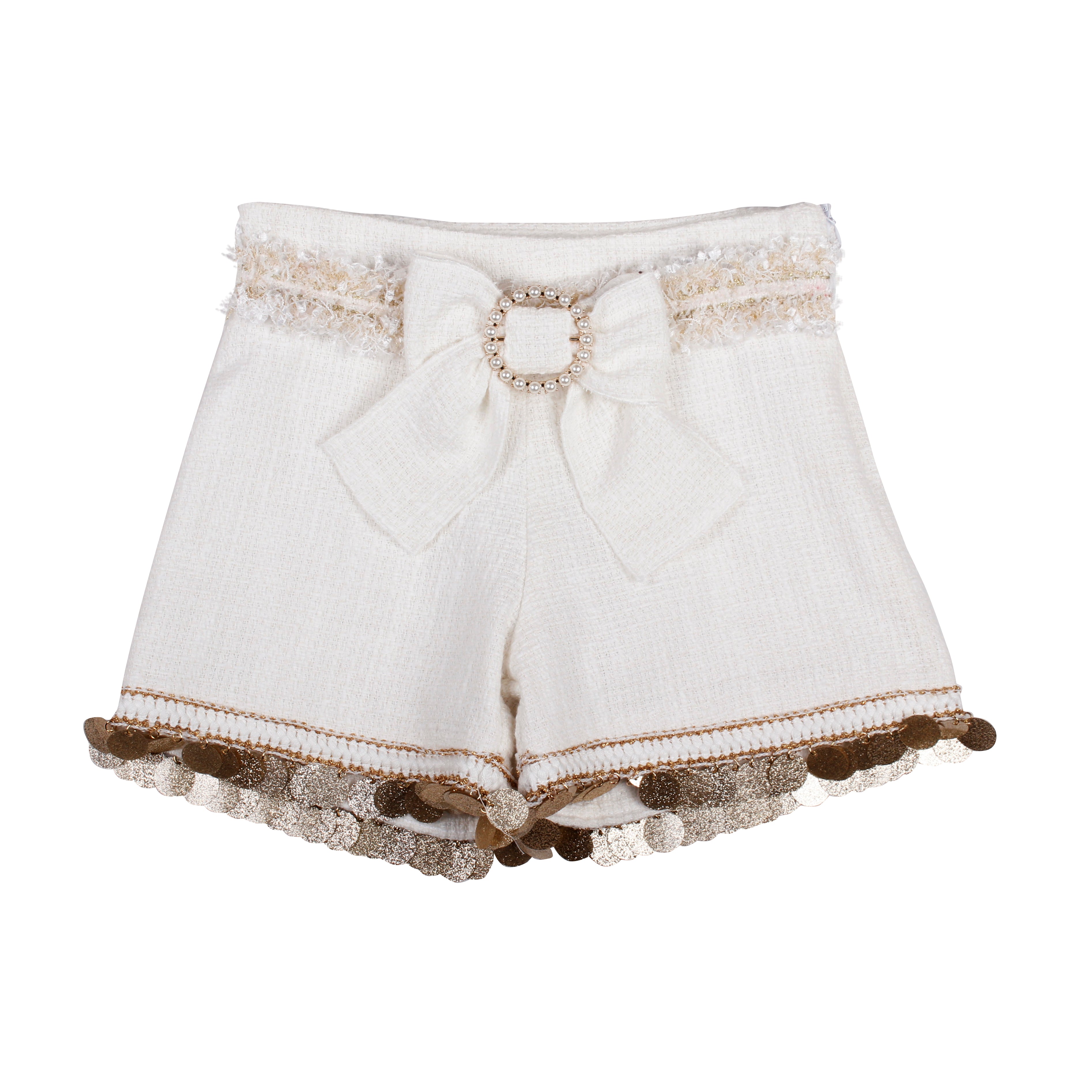AW25 NAXOS Cream & Gold Sequin Girls Short Set - 7568