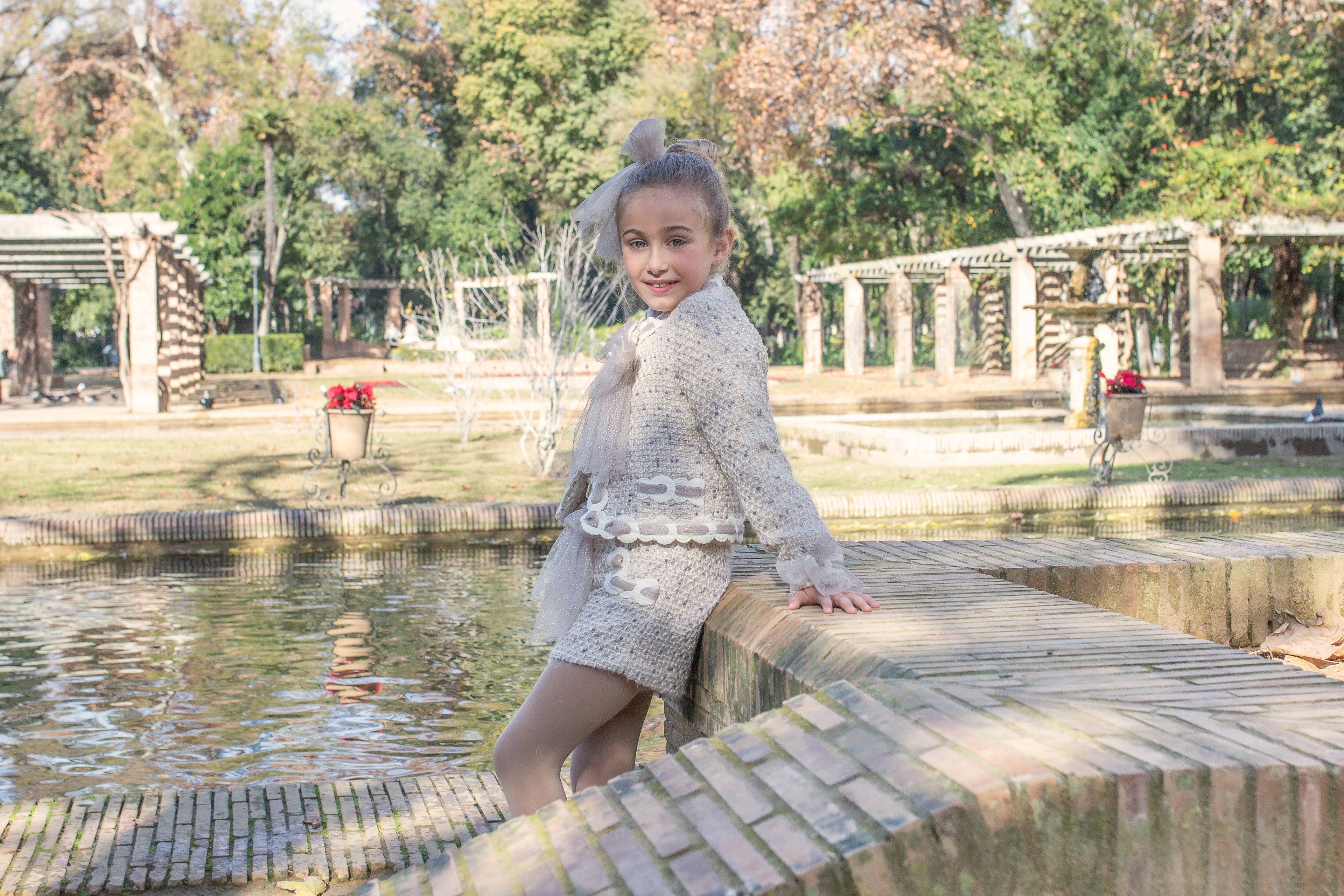 AW25 NAXOS Camel Tweed Girls Short Set with Jacket - 7671