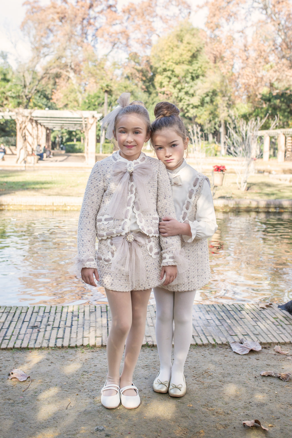 AW25 NAXOS Camel Tweed Girls Short Set with Jacket - 7671