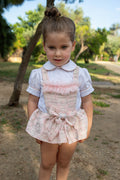NAXOS Adela Girls Pink Jacquard Romper Set - 7705