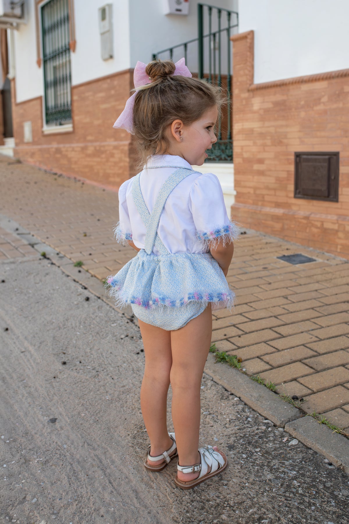 Naxos Delfinio Girls Blue & Pink Blouse & Jam Pant Set - 7706