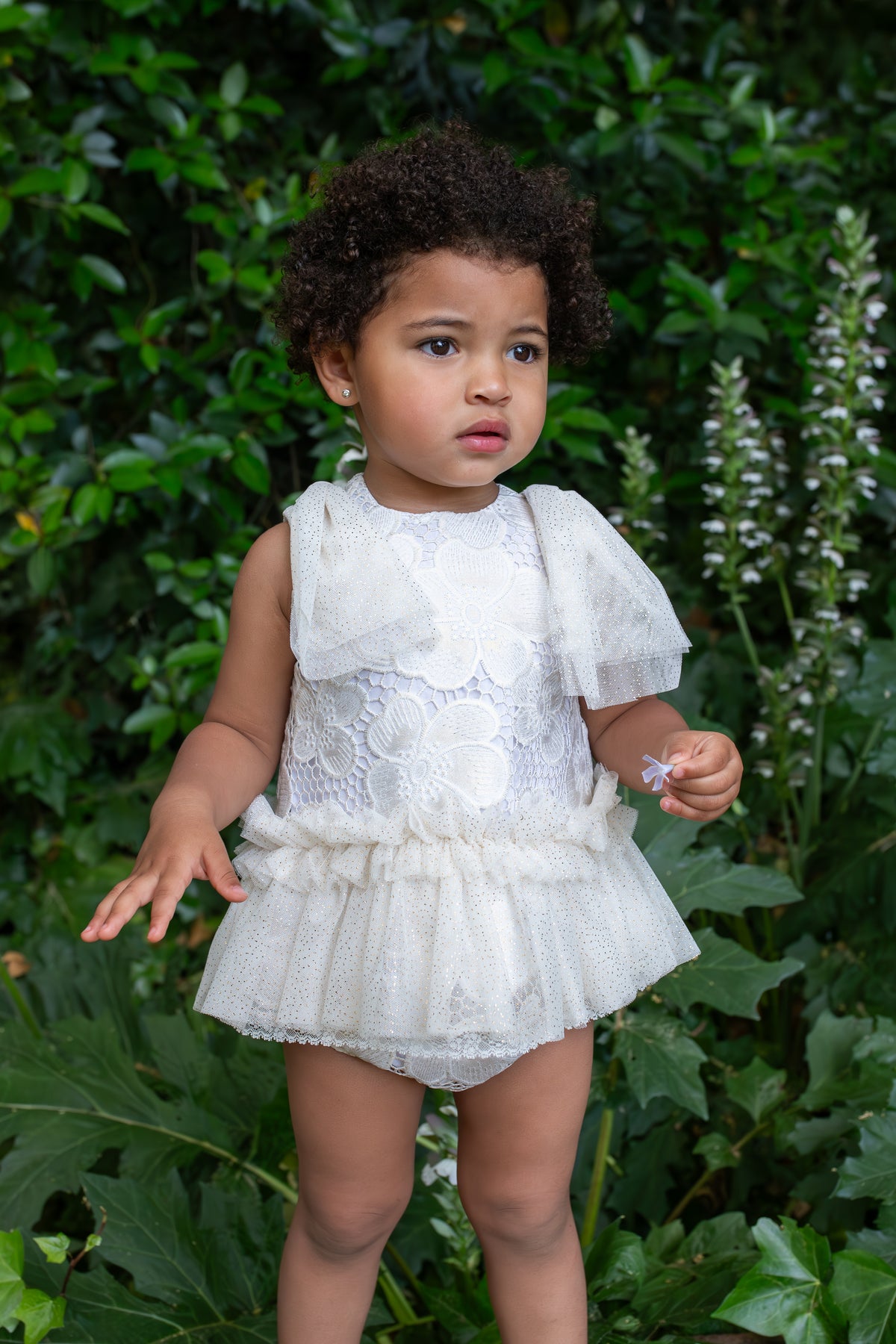Naxos Jazmin Girls Gold & White Lace Dress & Knickers - 7711
