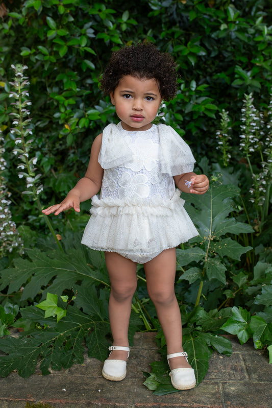 Naxos Jazmin Girls Gold & White Lace Dress & Knickers - 7711