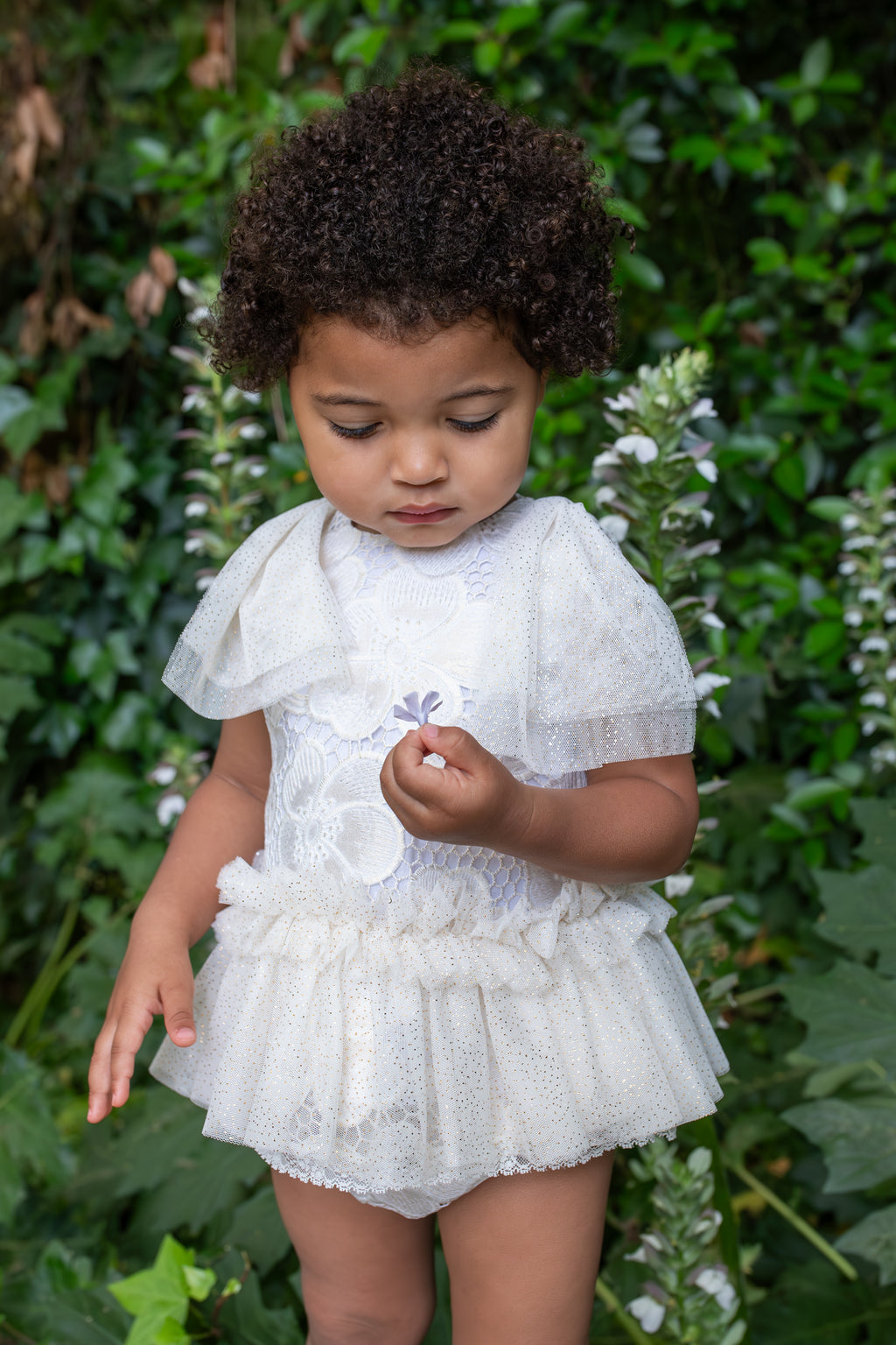 NAXOS Jazmin Girls Gold & White Lace Dress & Knickers - 7711
