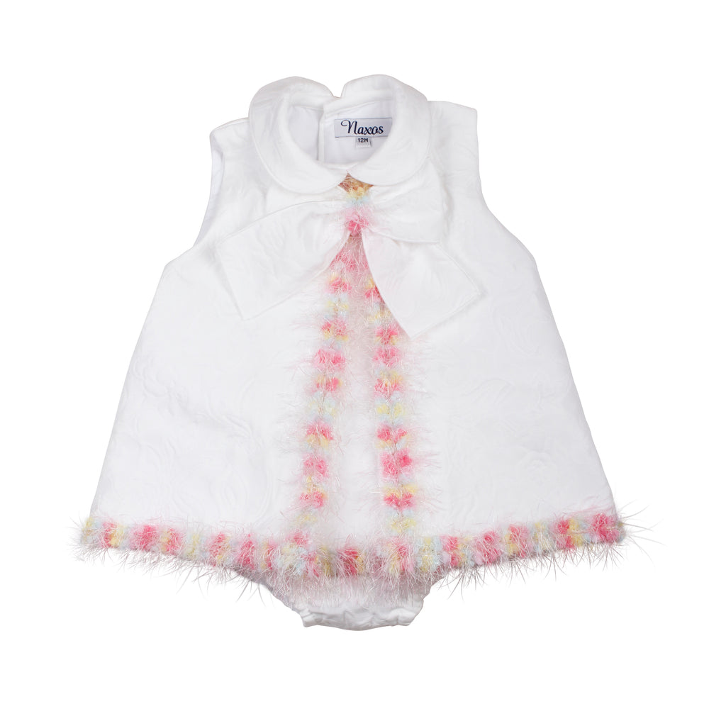 NAXOS Dalia Girls White & Multicolour Dress & Knickers - 7712