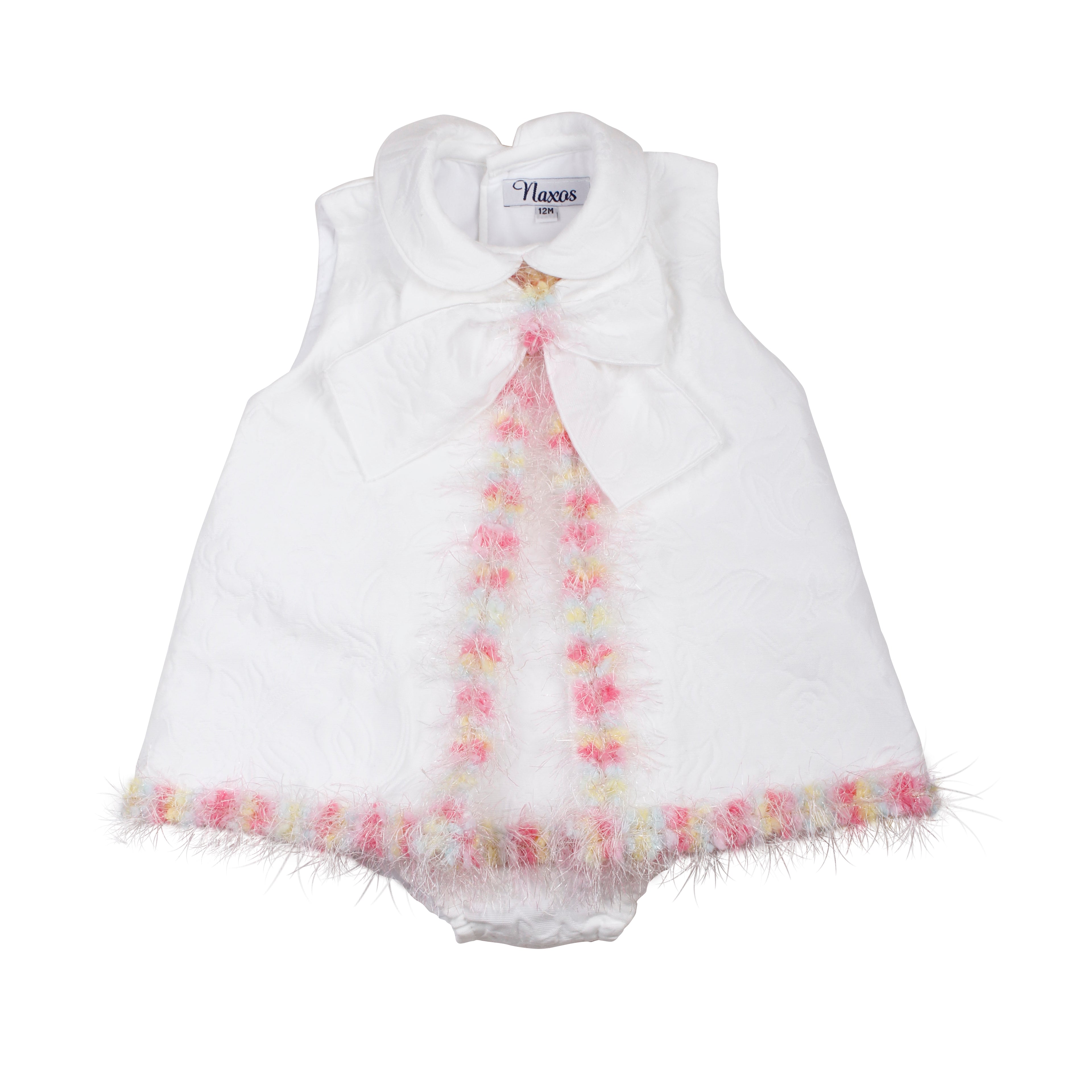 NAXOS Dalia Girls White & Multicolour Dress & Knickers - 7712