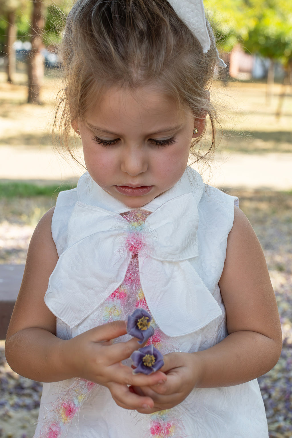 NAXOS Dalia Girls White & Multicolour Dress & Knickers - 7712