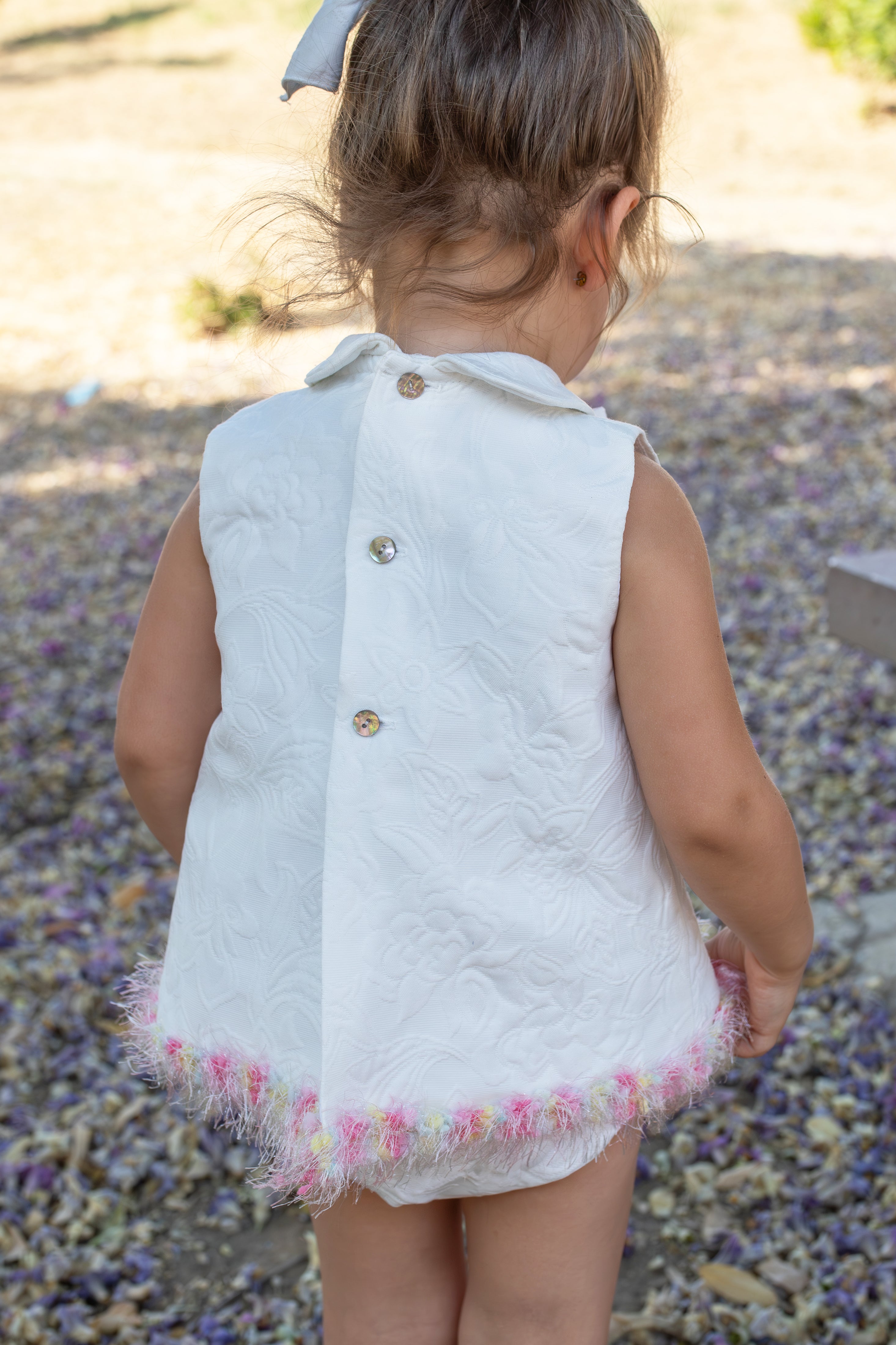 NAXOS Dalia Girls White & Multicolour Dress & Knickers - 7712