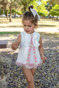 NAXOS Dalia Girls White & Multicolour Dress & Knickers - 7712